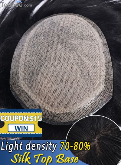 Natural Silk Top Base Human Hair Systems For Men For Balding Crown Replacement Toupee Hairpieces With Injection PU Perimeter Wholesale - mens toupee hair