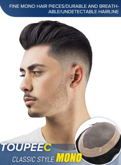 Super Fine Mono Hair System High Quality and Durable Toupee For Men - mens toupee hair