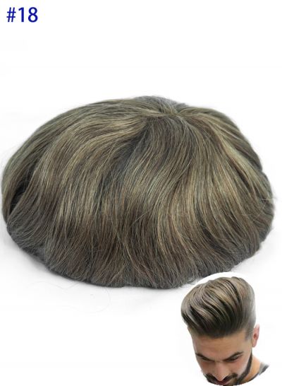 Custom #18 Australia Toupee Mens Hairpieces India Human Hair Wigs For Men French Lace With PU Cheap System For Sale  - mens toupee hair