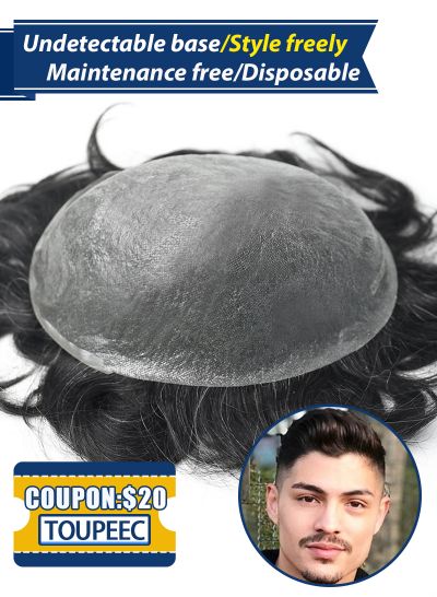 Natural Hairline Men's Toupee Ultra Thin Skin V-looped Stock Hairpieces For Men - mens toupee hair