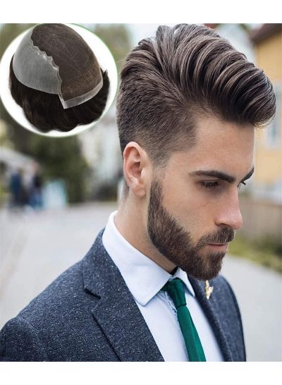 French Lace with PU Toupee Hairpiece - mens toupee hair