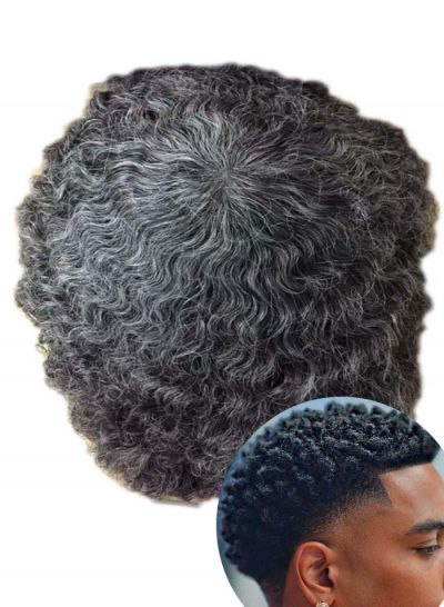 Afro Curly Gery 8mm Full Lace Black Mens Hair Pieces Natural Human Hair Afro Toupee For African American Sale Online Stores