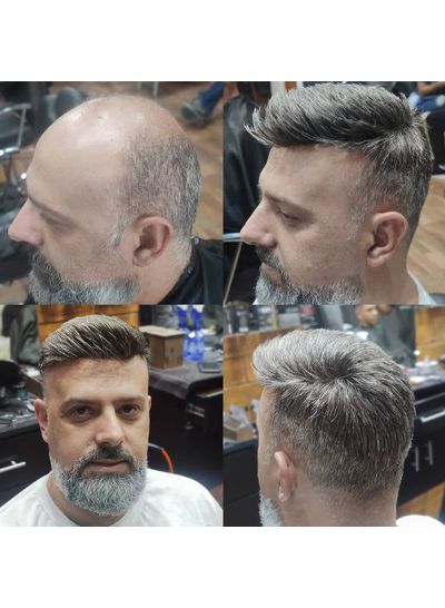 Custom Mens Toupee Hair Thick Skin V-looped Hair pieces For Men Grey Hair