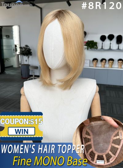 Natural Fine Mono Base Toupee Hairpiece Virgin Human Hair Topper For Women 120% Wefted In Sides Hair Toppers For Thinning Crown Wholesale - mens toupee hair