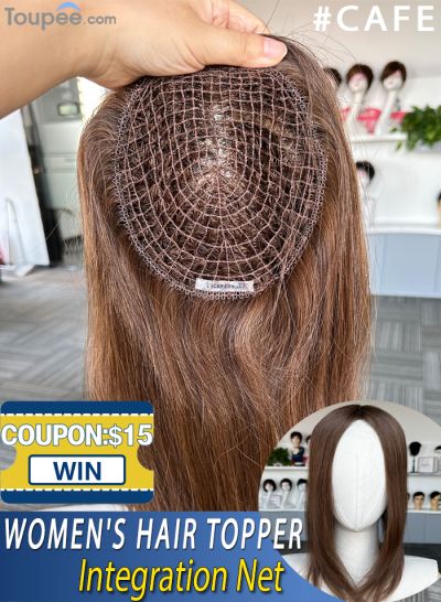 Natural Glueless Integration Net Topper Hair Pieces For Thinning Crown 120% Straight Replacement Chinese Virgin Human Hair Toppers For Women Wholesale - mens toupee hair
