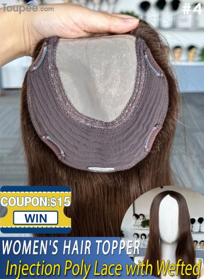 Luxury Poly Lace With Machine Wefted Human Hair Topper For Thinning Crown 120% Best Women's Chinese Virgin Clip In Topper Hair Systems Wholesale - mens toupee hair