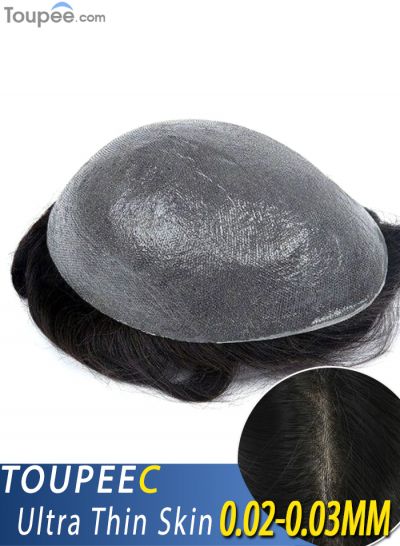 Stock Ultra Thin Skin Human Hair Systems For Men Replacement Mens Super Thin Toupee Hair Pieces For Balding Crown With Invisible Hairline Wholesale - mens toupee hair
