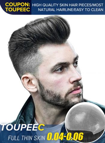 Super Thin Skin Toupee Hair Piece For Men High-Quality Mens Hair replacement system