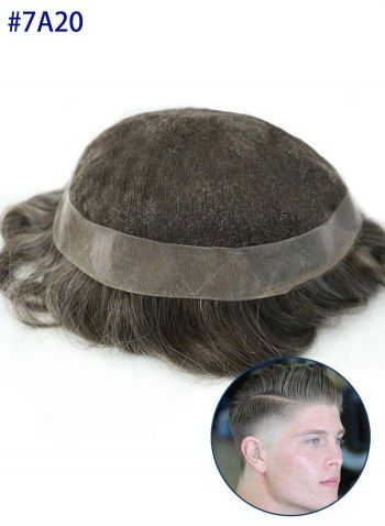 #720 Best Mens Toupee PU Perimeter Fine French Lace Hair Systems For Men High quality Mens Hair Pieces For Sale