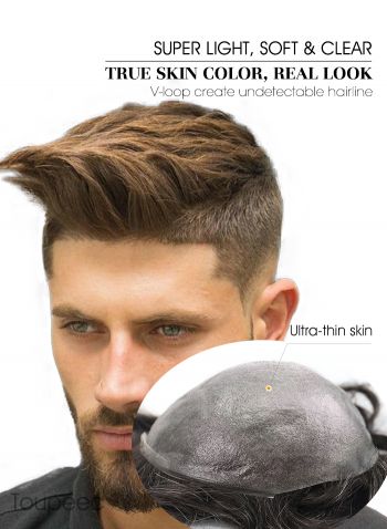 Toupeec Ultra Thin Skin Hair System In Stock Men's Toupee