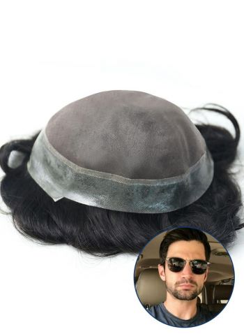 Cheap Durable Mens Toupee Fine Mono with PU Hair Systems for Men