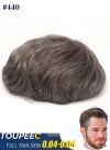 Undetectable Mens Toupee Gery Hair Full Thin Skin V-Looped Natural Hair Replacement System For Men #440