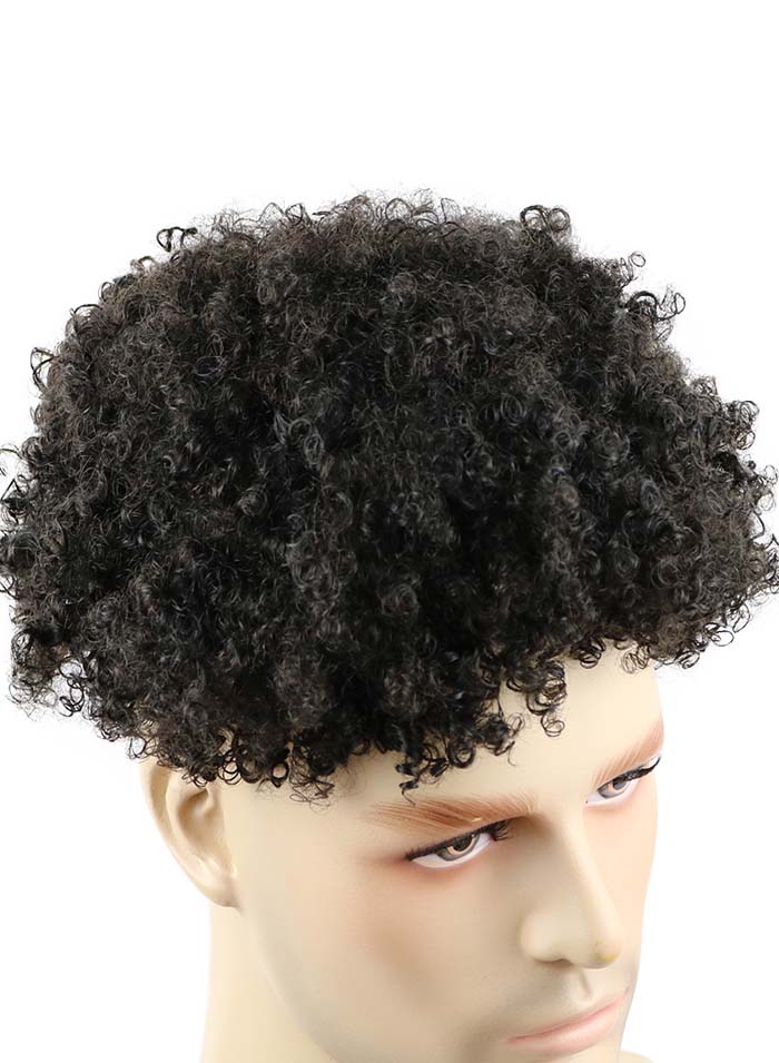 10mm Afro Kinky Curly Thin Skin Toupee For African American Best Black Men Hair Pieces Replacement System For Sale Online