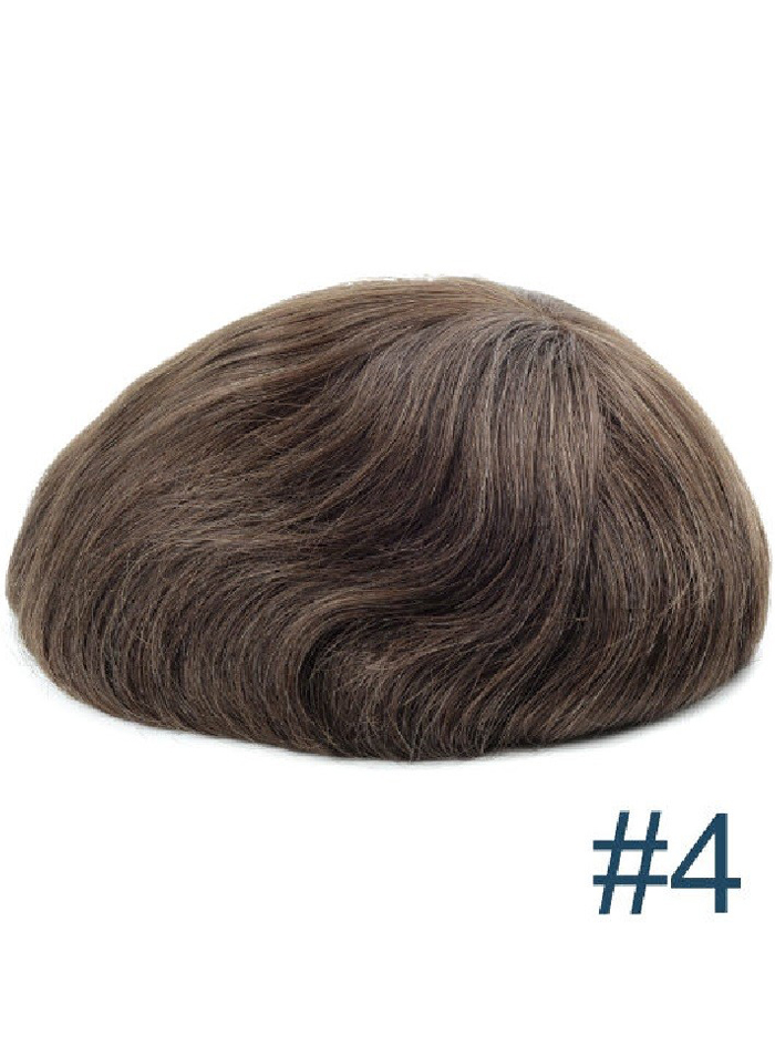 #4 Full Swiss Lace Base Mens Toupee Hair System Remy Indian Human Hair Pieces For Men Custom Styles For Sale 