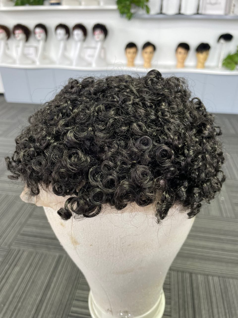 Wear To Go 15MM Curly Human Hair Systems For Men Replacement Swiss Full Lace Toupee Hairpieces For Balding Crown With Fashion Hairstyle Wholesale