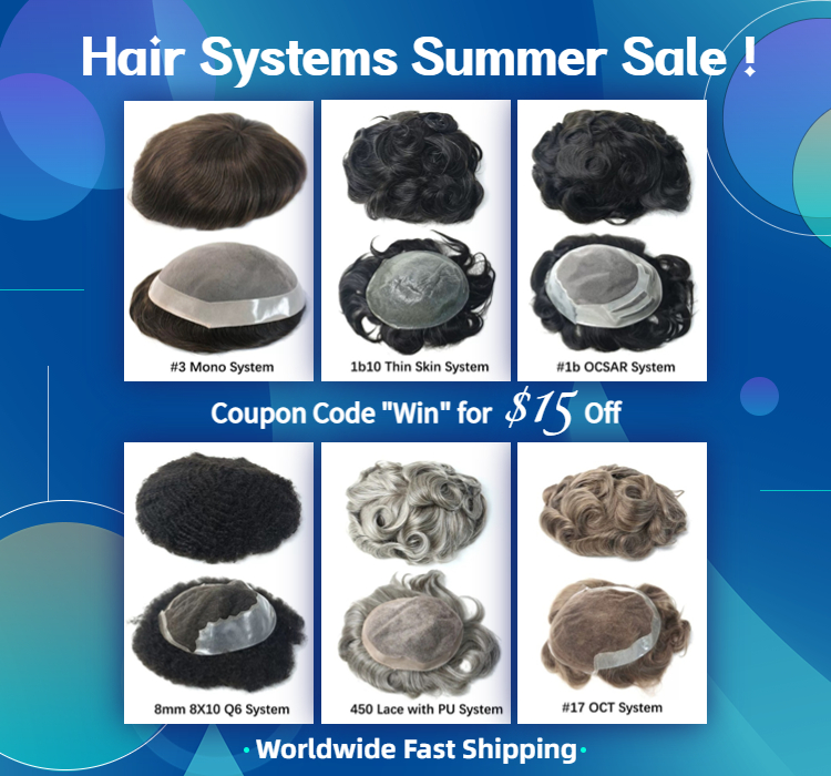 replacement toupee human hair systems for  men sale online