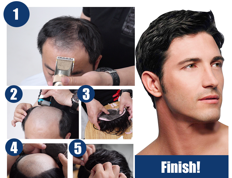 How to put on hair toupee for men step by step